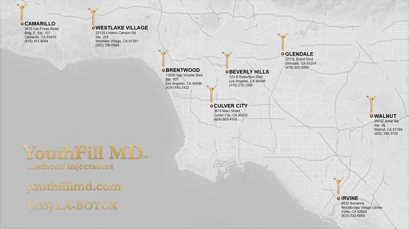 Directions of YouthFill MD Medspa in Beverly Hills and Hollywood, CA